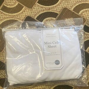 American Baby Company Mini Crib Sheet White – 100% Cotton Jersey (24” x 38”)